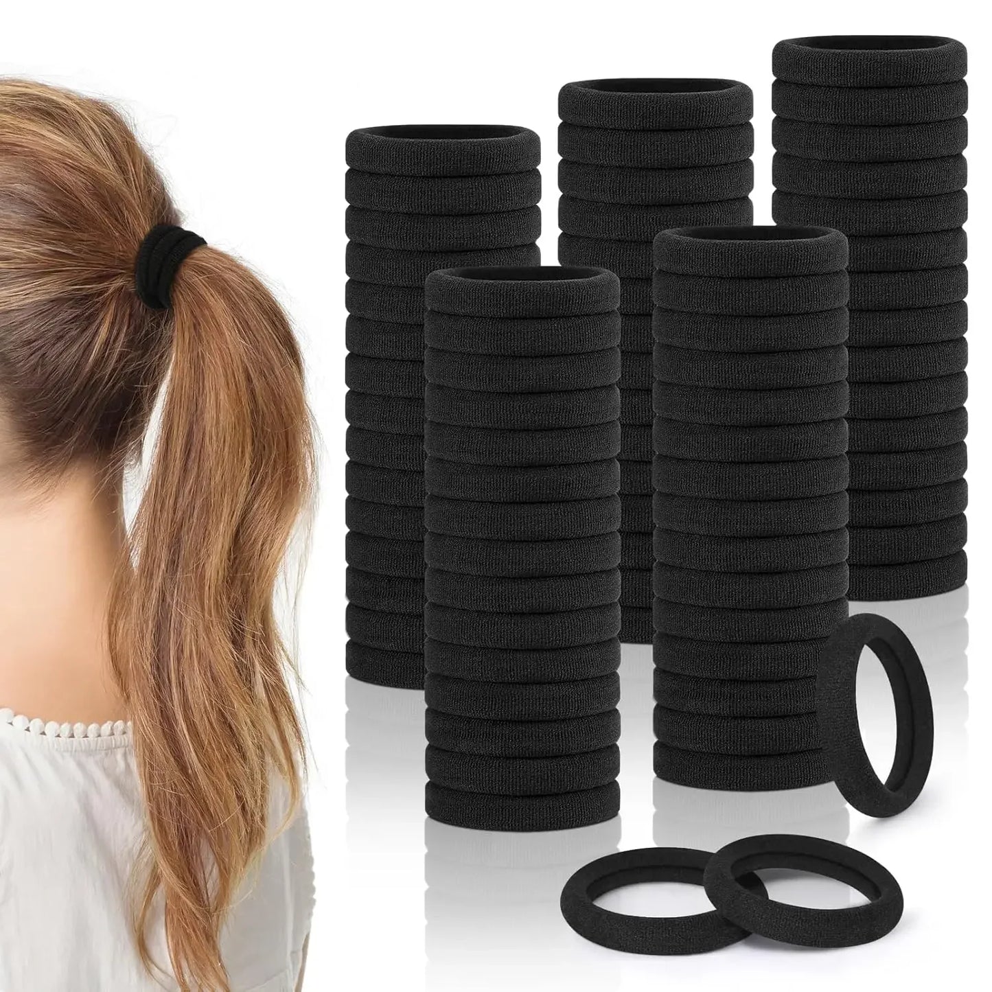 50/100/500/1000 pieces 4 cm black large nylon soft elastic band hair